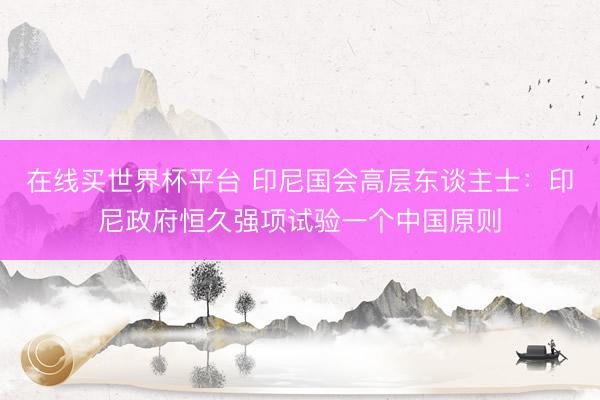 在线买世界杯平台 印尼国会高层东谈主士：印尼政府恒久强项试验一个中国原则
