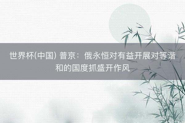 世界杯(中国) 普京：俄永恒对有益开展对等谐和的国度抓盛开作风