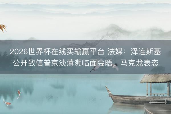 2026世界杯在线买输赢平台 法媒：泽连斯基公开致信普京淡薄濒临面会晤，马克龙表态