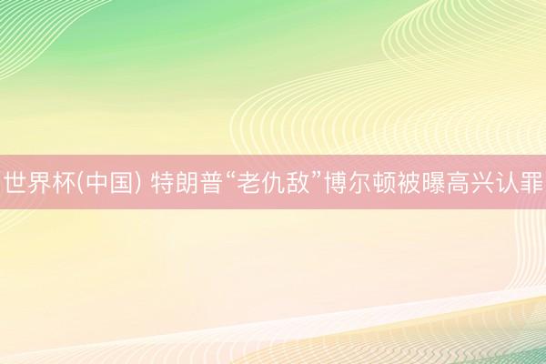 世界杯(中国) 特朗普“老仇敌”博尔顿被曝高兴认罪