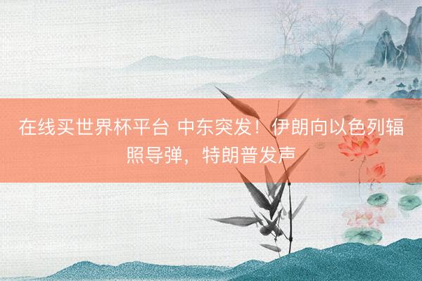 在线买世界杯平台 中东突发！伊朗向以色列辐照导弹，特朗普发声