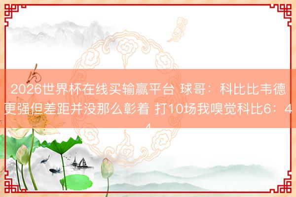 2026世界杯在线买输赢平台 球哥：科比比韦德更强但差距并没那么彰着 打10场我嗅觉科比6：4
