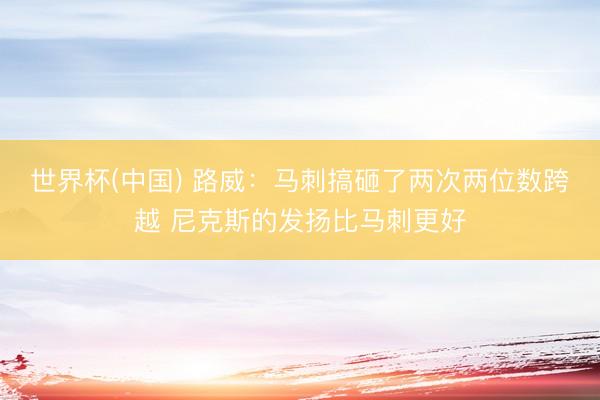 世界杯(中国) 路威：马刺搞砸了两次两位数跨越 尼克斯的发扬比马刺更好