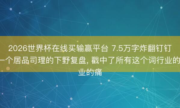 2026世界杯在线买输赢平台 7.5万字炸翻钉钉: 一个居品司理的下野复盘， 戳中了所有这个词行业的痛