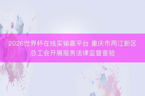2026世界杯在线买输赢平台 重庆市两江新区总工会开展服务法律监督查验